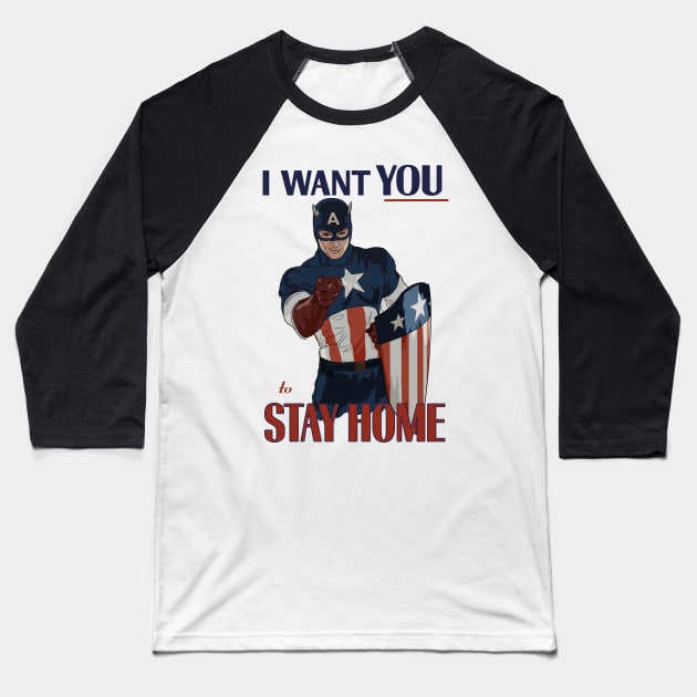 Stay Home Baseball T-Shirt by NanaLeonti